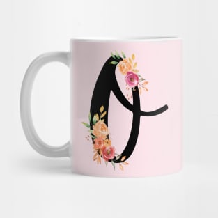 Letter O With Watercolor Floral Wreath Mug